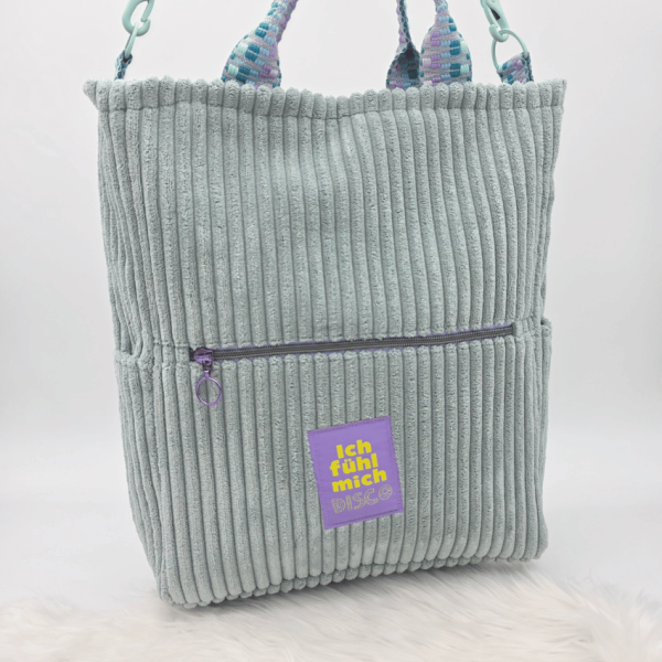 Große Umhängetasche "Ich fühl mich DISCO"  Grau - Breitcord